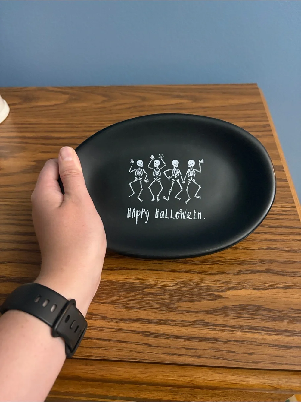 Black Halloween Skeleton Serving Tray Rae Dunn